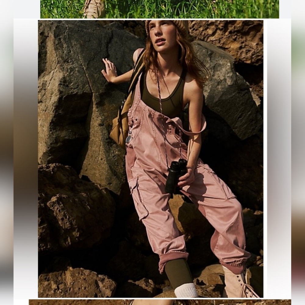 Free People Pink Utility Jumpsuit